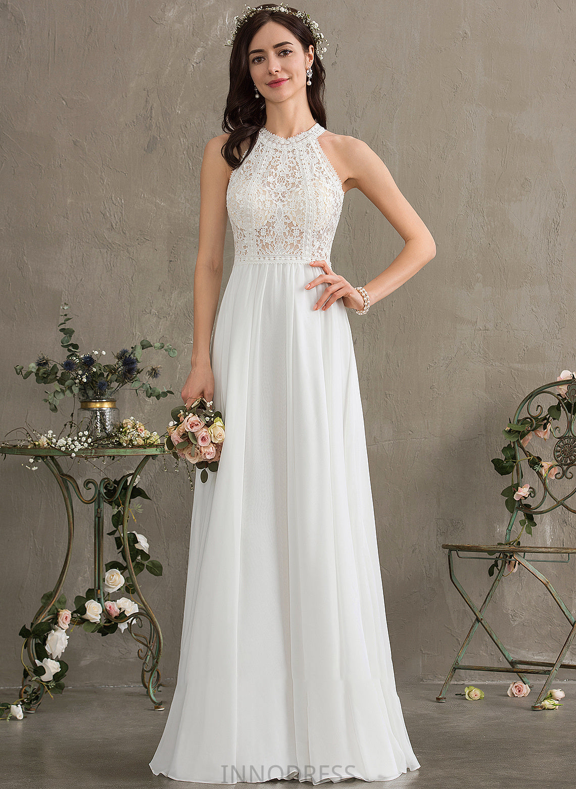 Wedding Dresses Floor-Length Wedding Chiffon Scoop Neck Gemma A-Line Dress