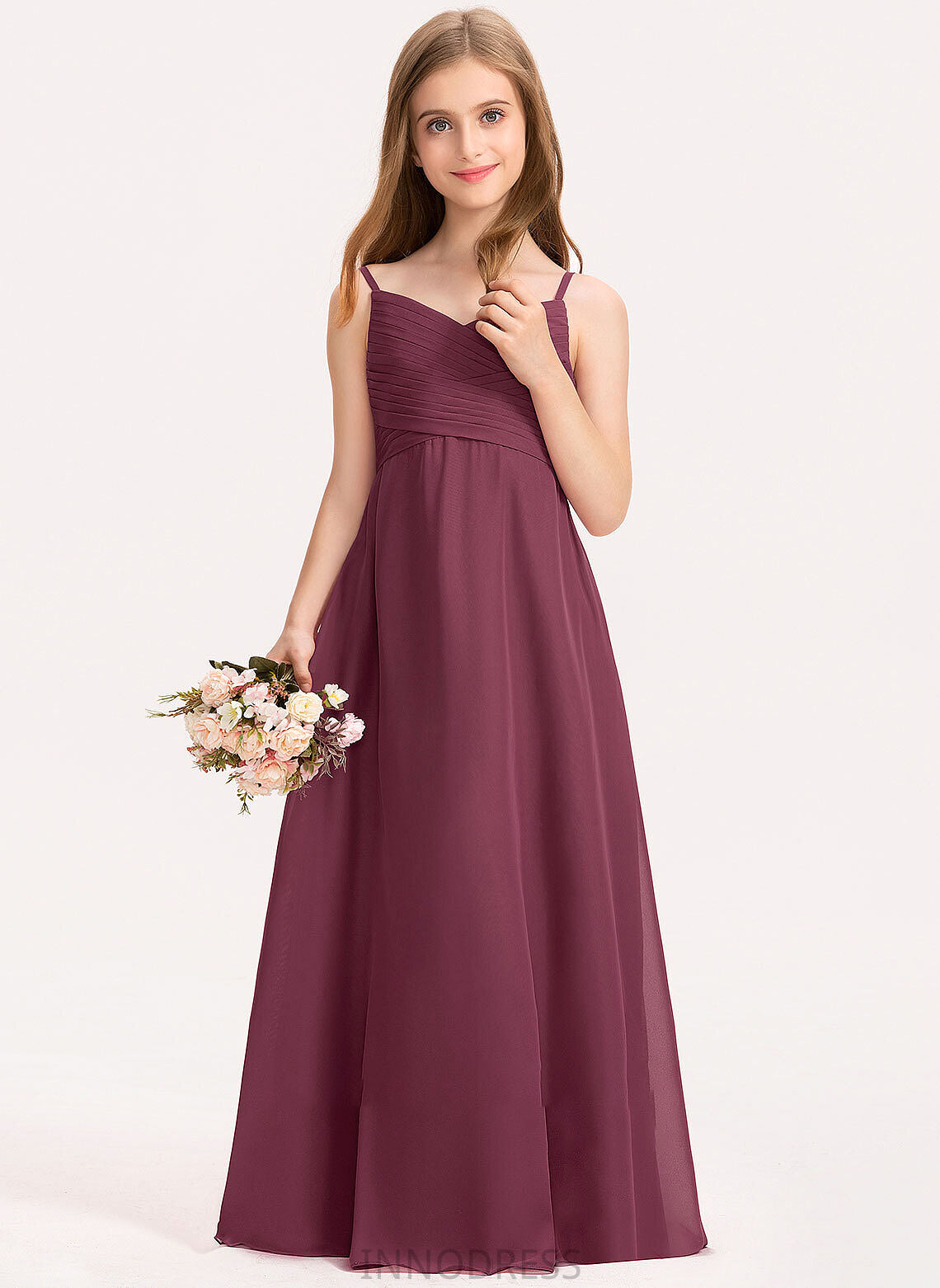 Junior Bridesmaid Dresses Ruffle With Floor-Length Shyanne Chiffon A-Line Sweetheart