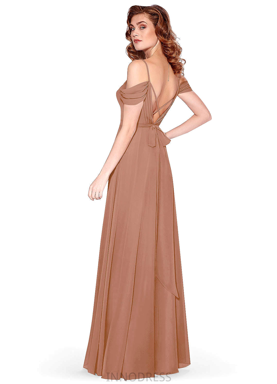 Lilia Sleeveless A-Line/Princess Natural Waist Floor Length V-Neck Bridesmaid Dresses