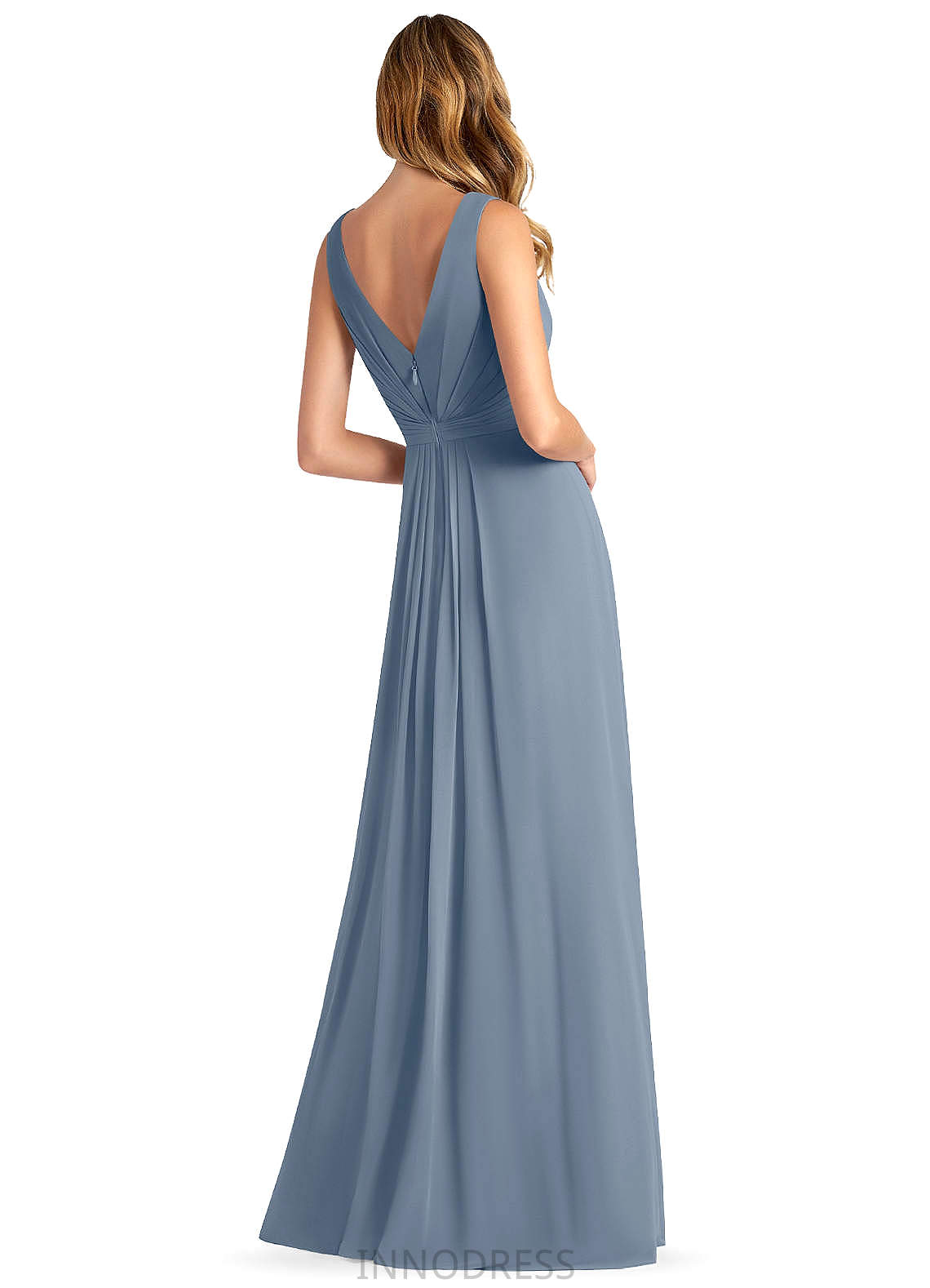 Kirsten V-Neck Natural Waist Sleeveless A-Line/Princess Floor Length Bridesmaid Dresses