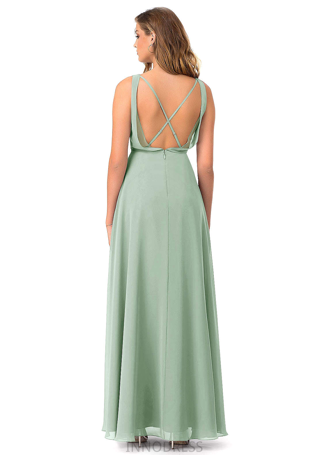 Emma Velvet A-Line/Princess Floor Length V-Neck Sleeveless Natural Waist Bridesmaid Dresses