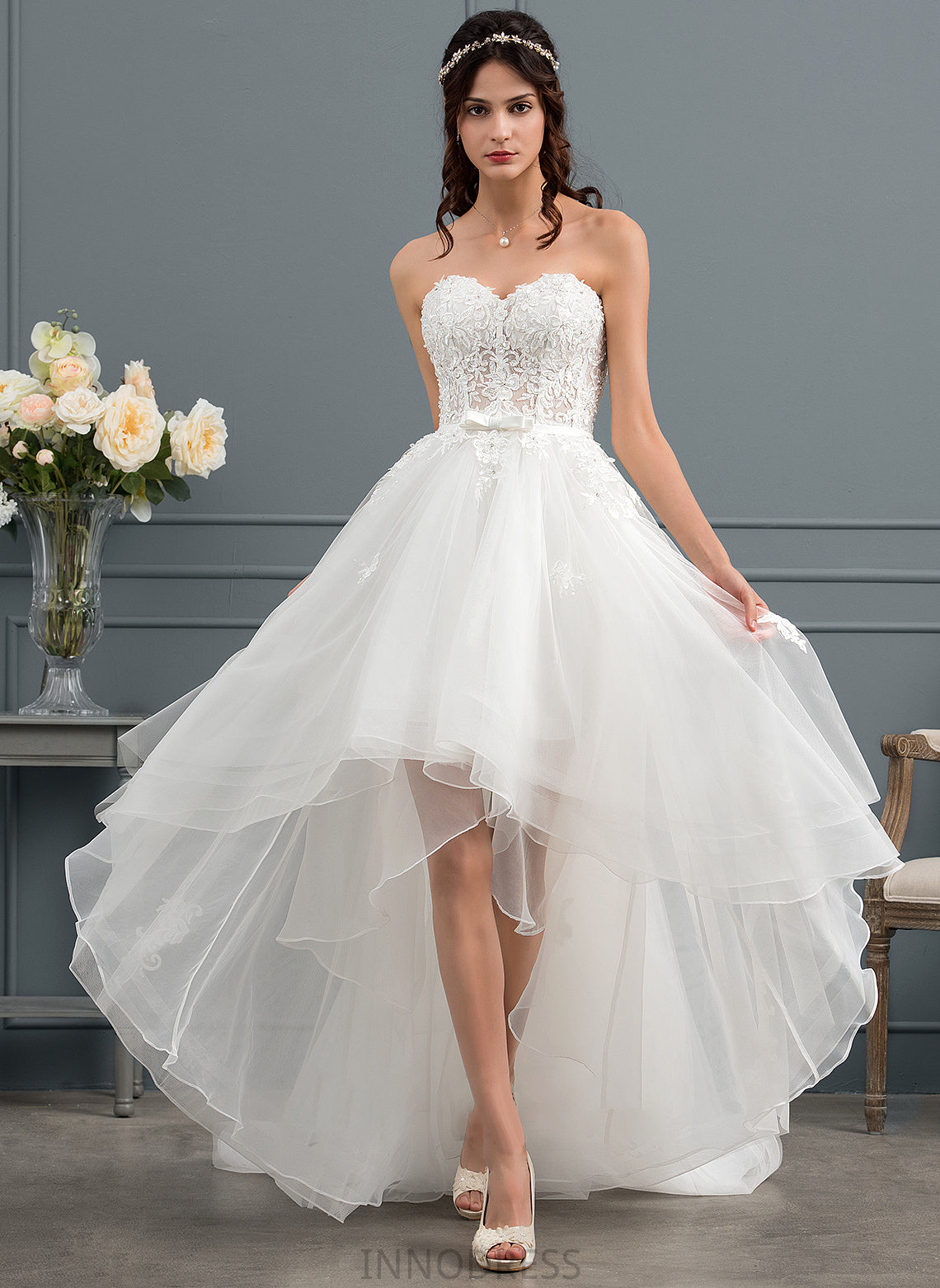 Asymmetrical Sweetheart Wedding Dresses Beading With Wedding Marina Dress Sequins Bow(s) A-Line Tulle