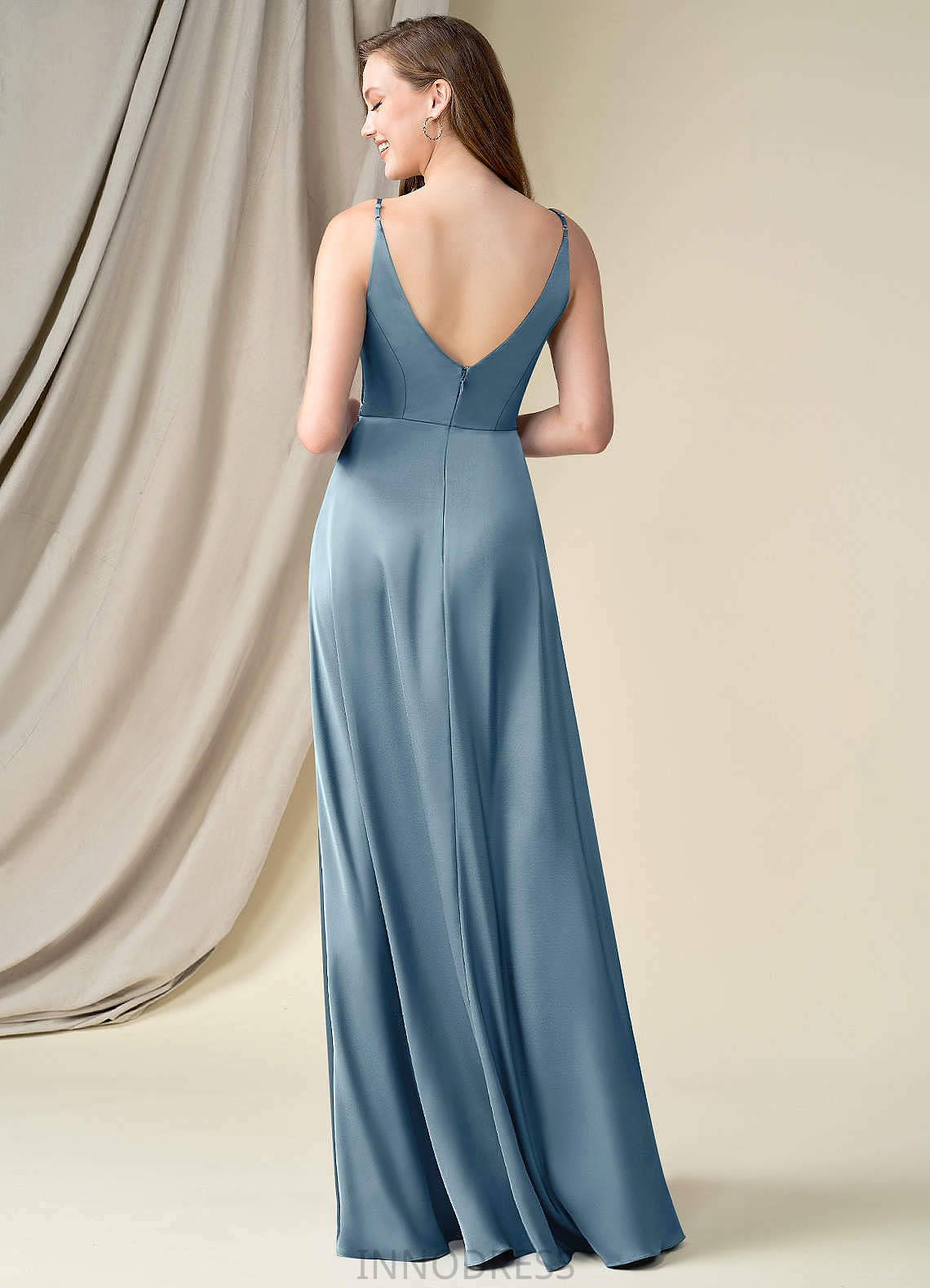 Janet A-Line/Princess Natural Waist Spaghetti Staps Floor Length Sleeveless Bridesmaid Dresses