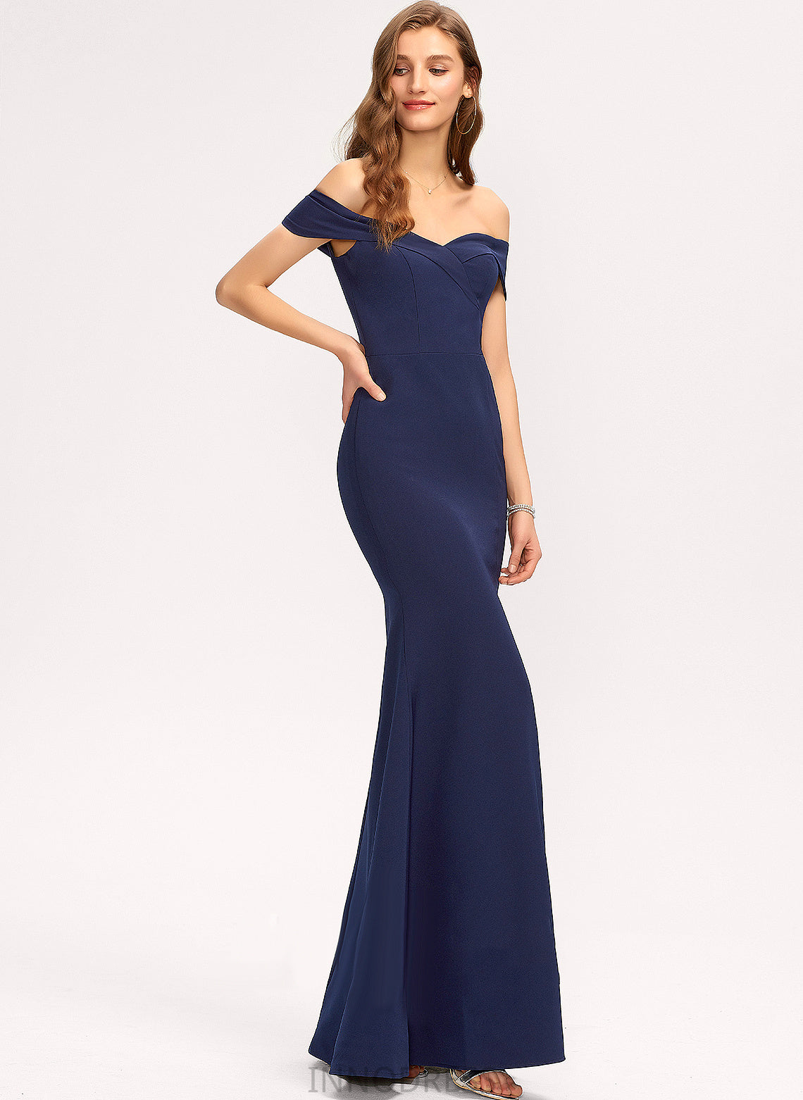 Trumpet/Mermaid Prom Dresses Stretch Off-the-Shoulder Crepe Floor-Length Marlie