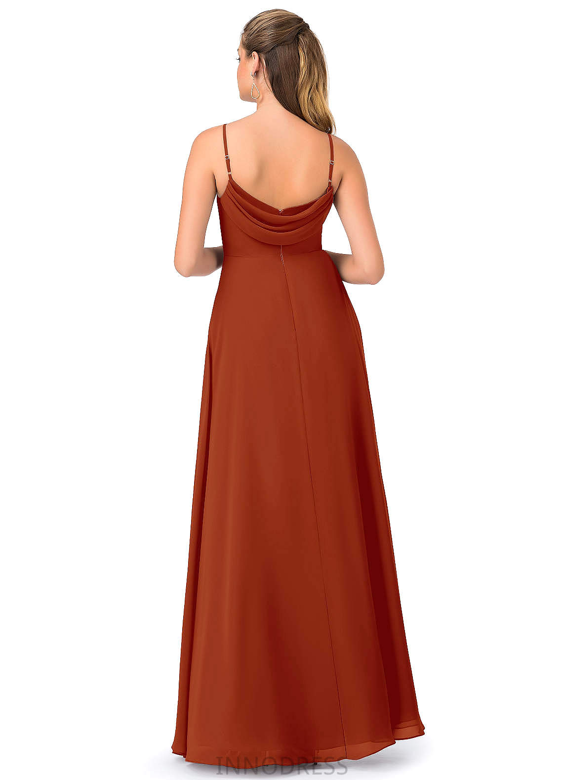 Shannon Floor Length A-Line/Princess Sleeveless Stretch Satin Natural Waist V-Neck Bridesmaid Dresses