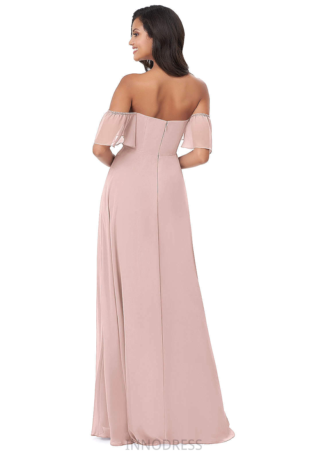 Haylie A-Line/Princess Floor Length Natural Waist Spaghetti Staps Sleeveless Bridesmaid Dresses