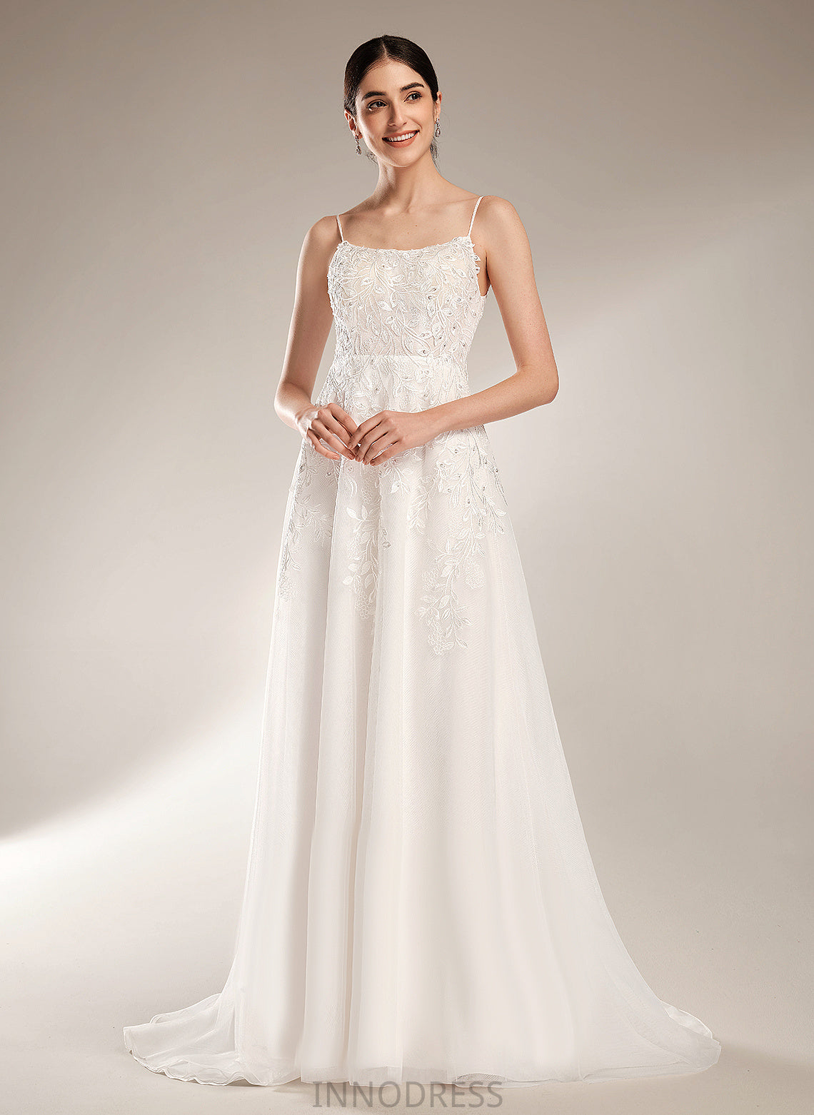 Beading Cloe Lace Wedding Sequins With Wedding Dresses Tulle Dress Court A-Line Square Neckline Train