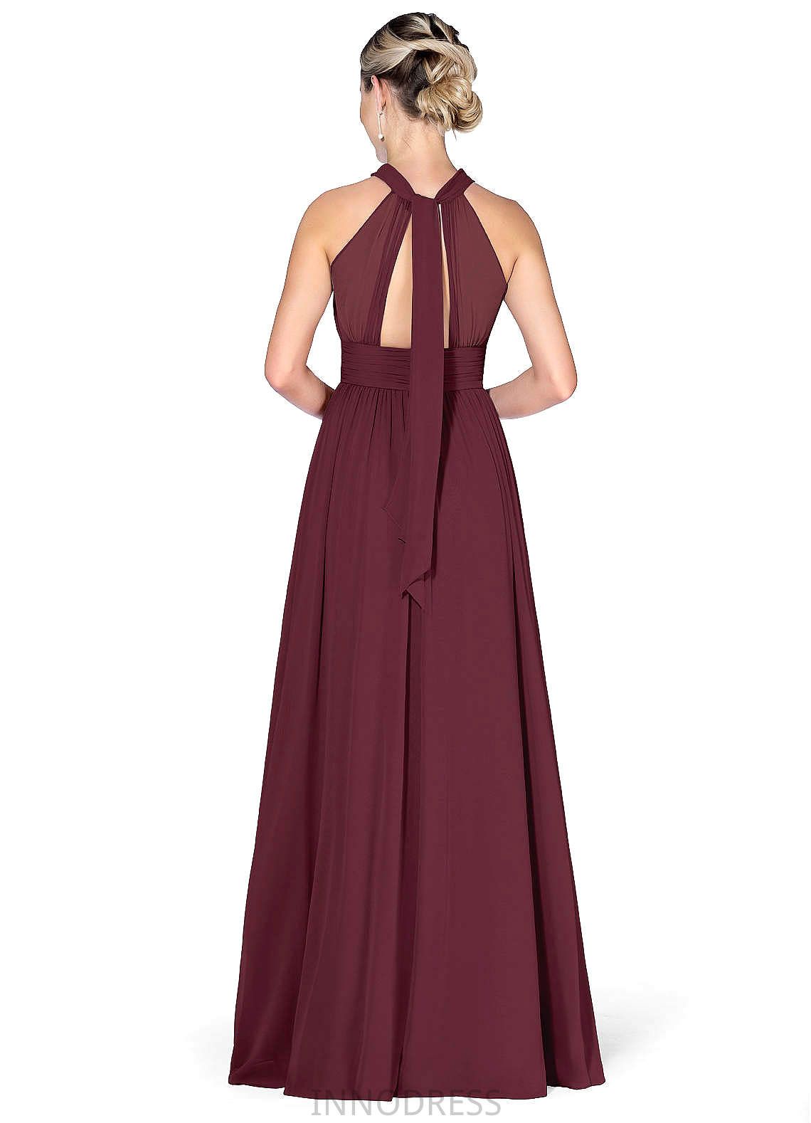 Makena Natural Waist Spaghetti Staps A-Line/Princess Sleeveless Floor Length Bridesmaid Dresses