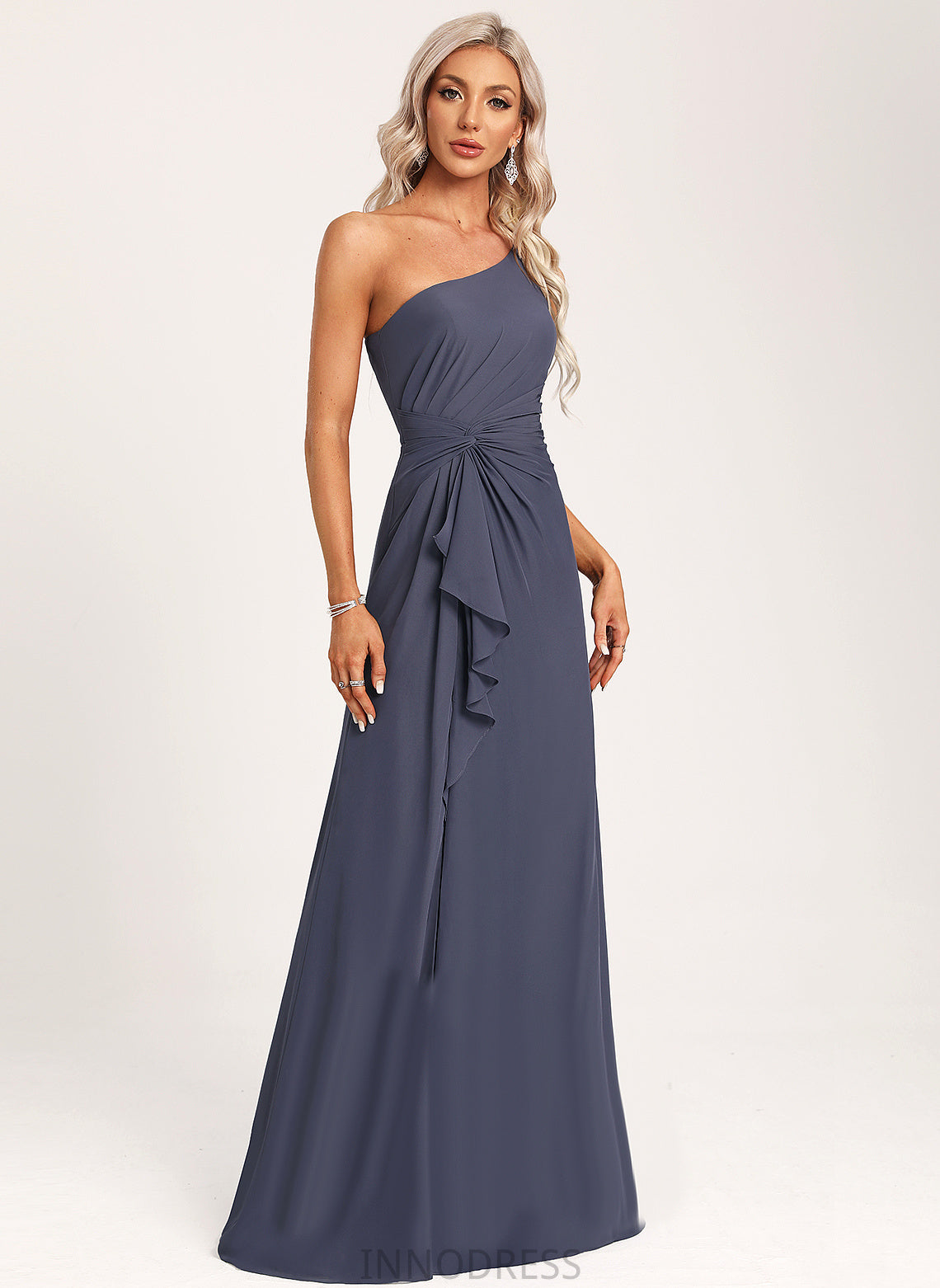 Silhouette Embellishment A-Line One-Shoulder Fabric Floor-Length Length Neckline Ruffle Shyanne Floor Length Scoop Bridesmaid Dresses