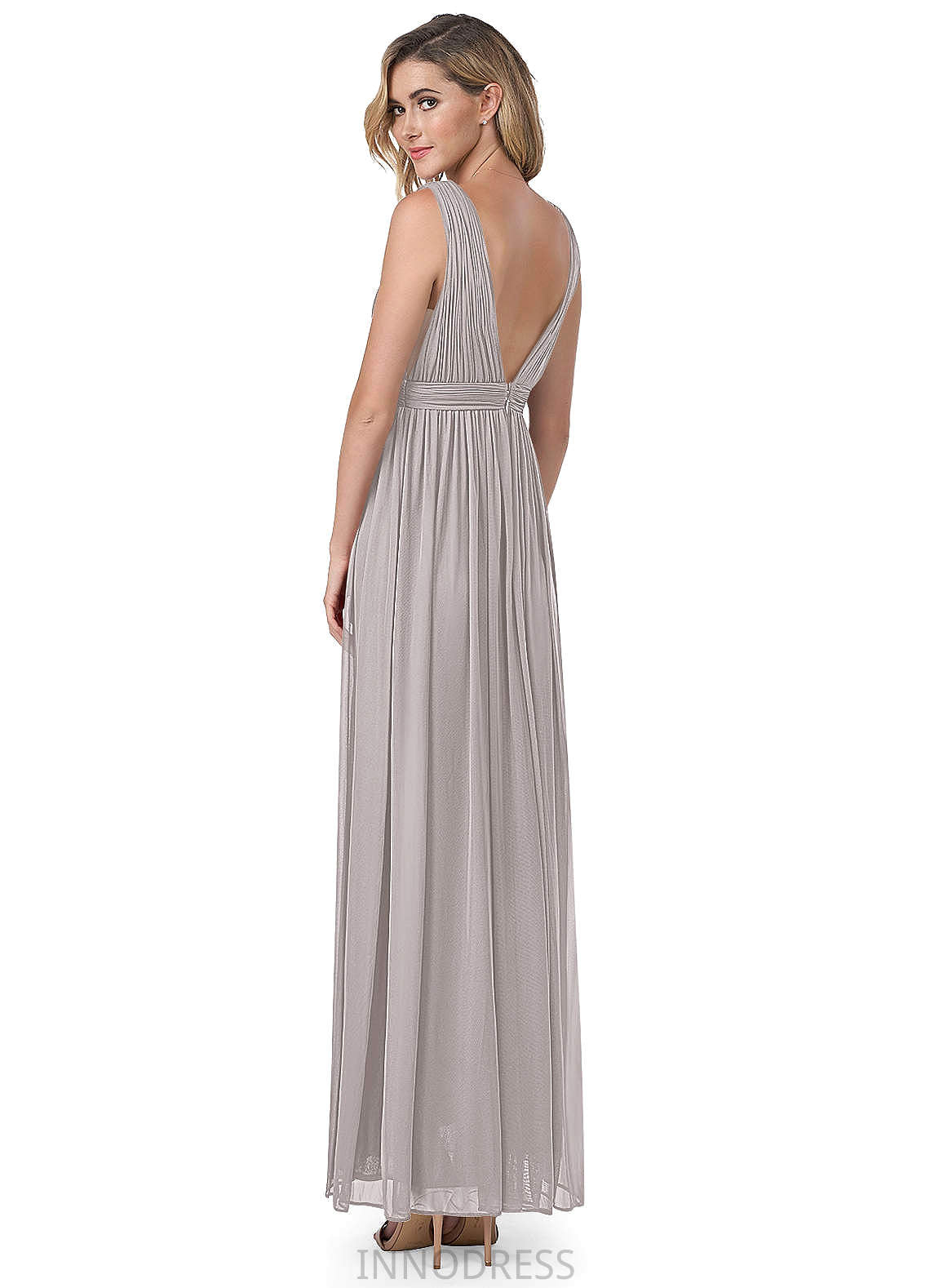 Carlie A-Line/Princess V-Neck Sleeveless Natural Waist Floor Length Bridesmaid Dresses