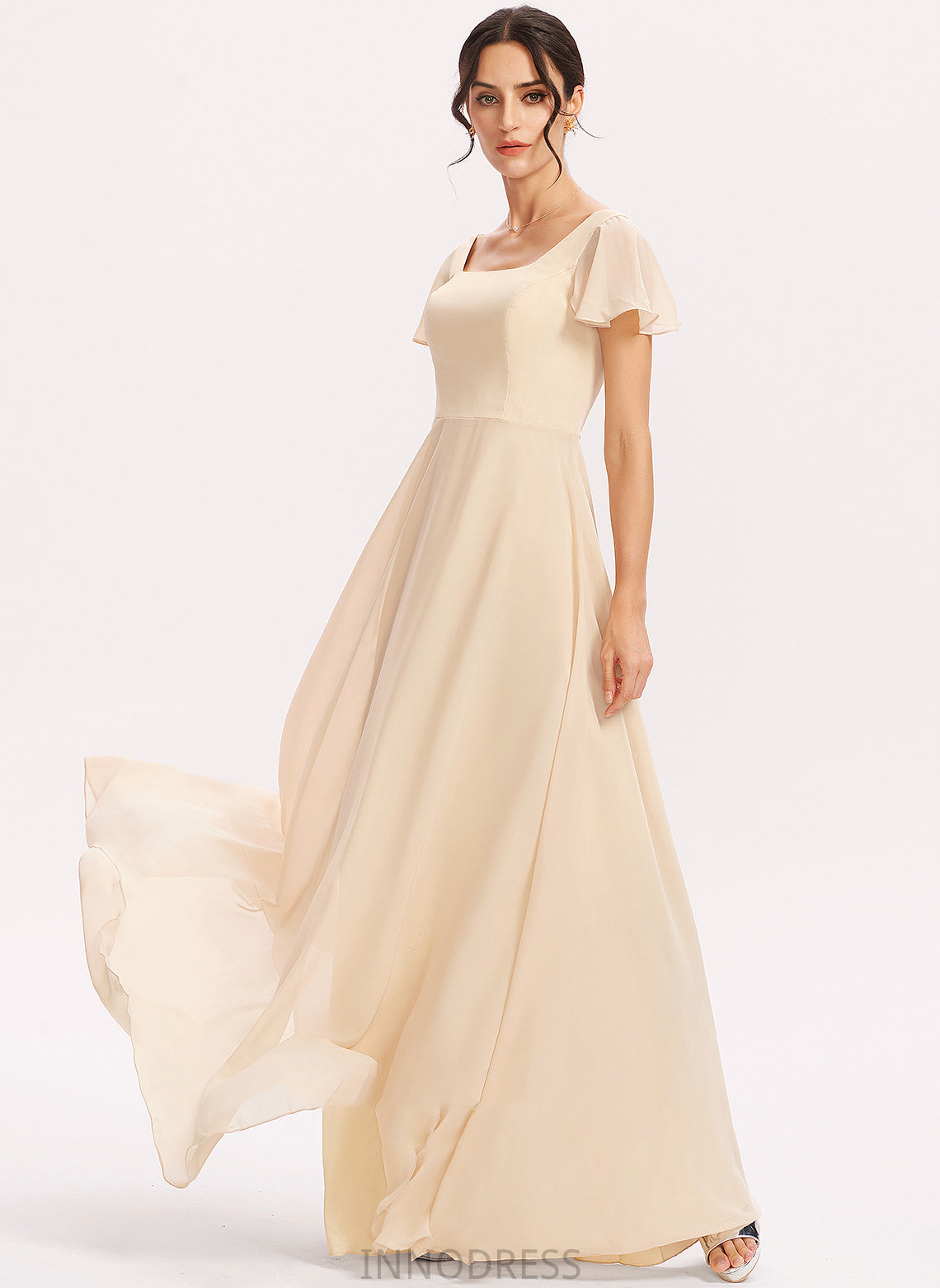 Embellishment Silhouette Length Fabric Floor-Length CascadingRuffles Neckline A-Line SquareNeckline Sloane Floor Length One Shoulder Bridesmaid Dresses