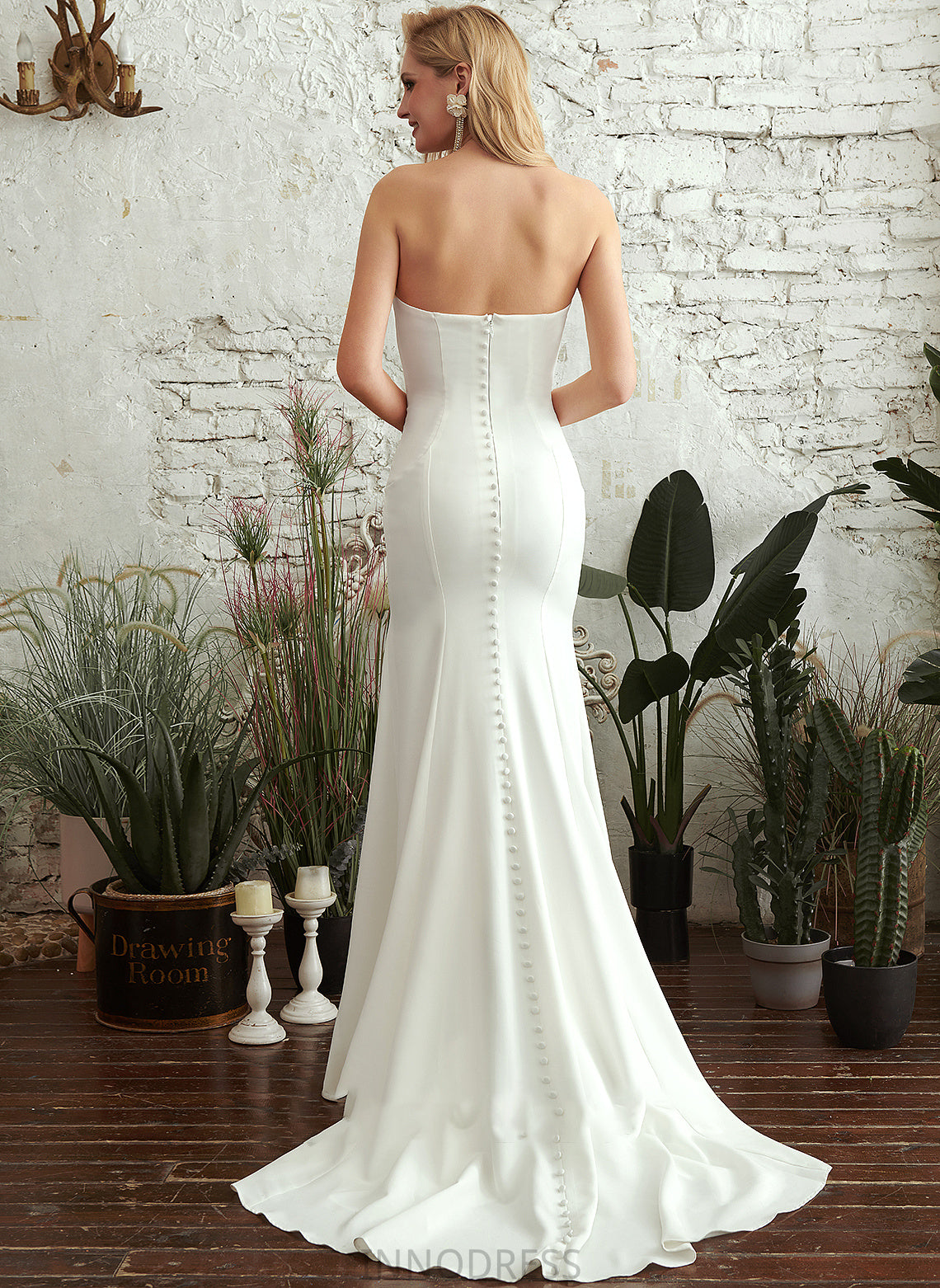 Dress Strapless Train Wedding Wedding Dresses Sweep Trumpet/Mermaid Cadence