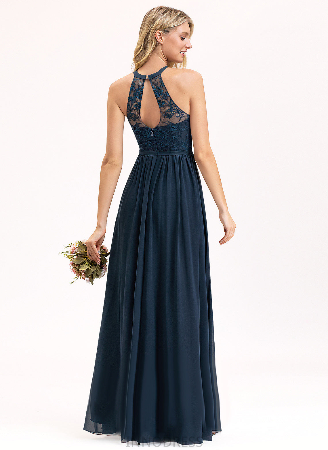 Silhouette Length Floor-Length Fabric Scoop A-Line Lace Straps&Sleeves Neckline Illusion Alayna Natural Waist Bridesmaid Dresses