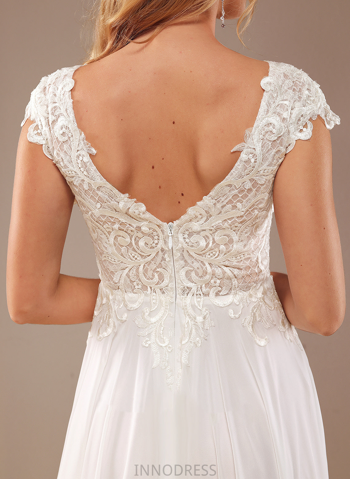 Wedding Dresses Lace Chiffon With Alexa A-Line Train Lace Dress Sweep Wedding V-neck