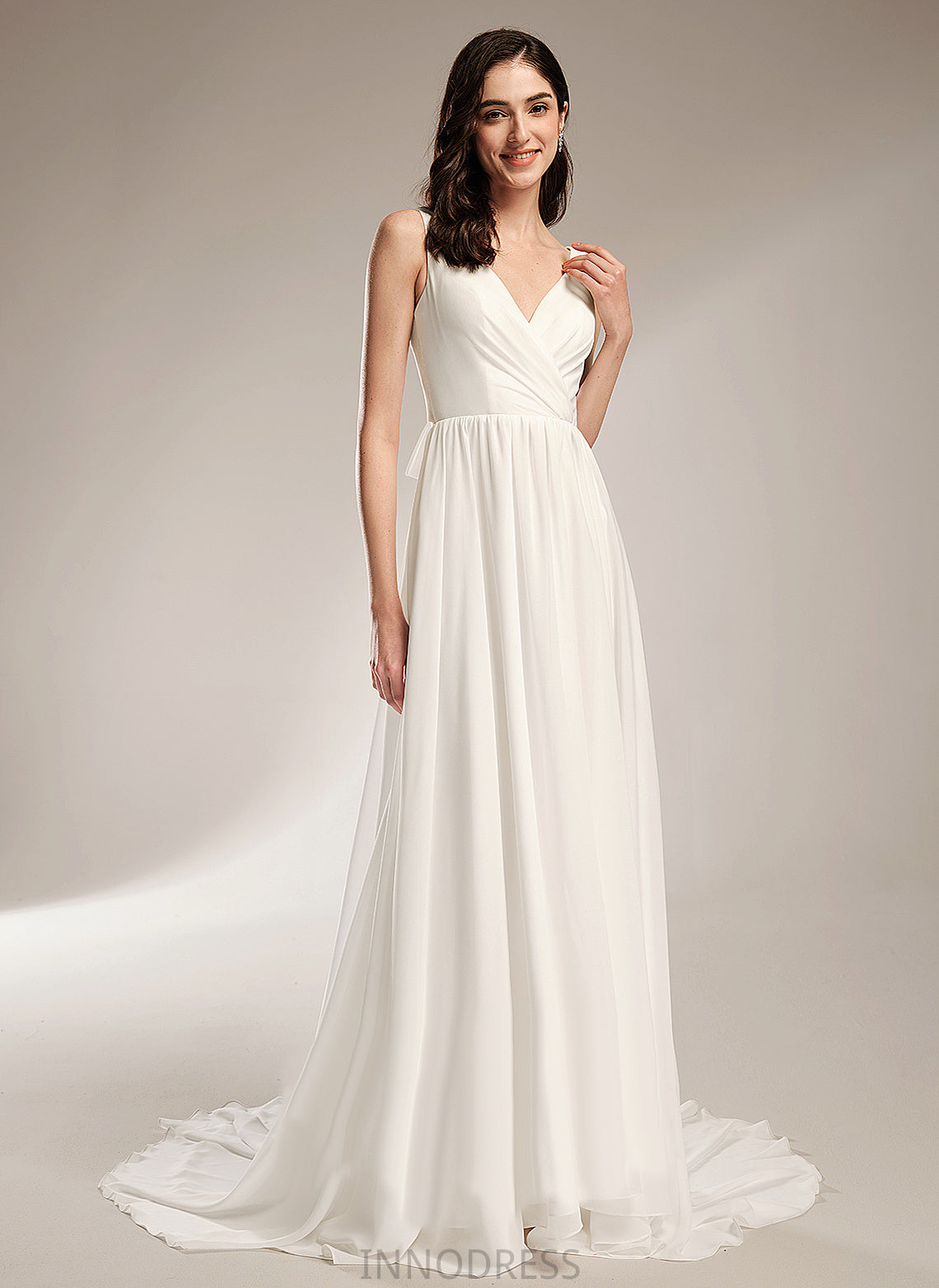 V-neck Dress Chiffon Lace Natalie Wedding Wedding Dresses A-Line Court Train With