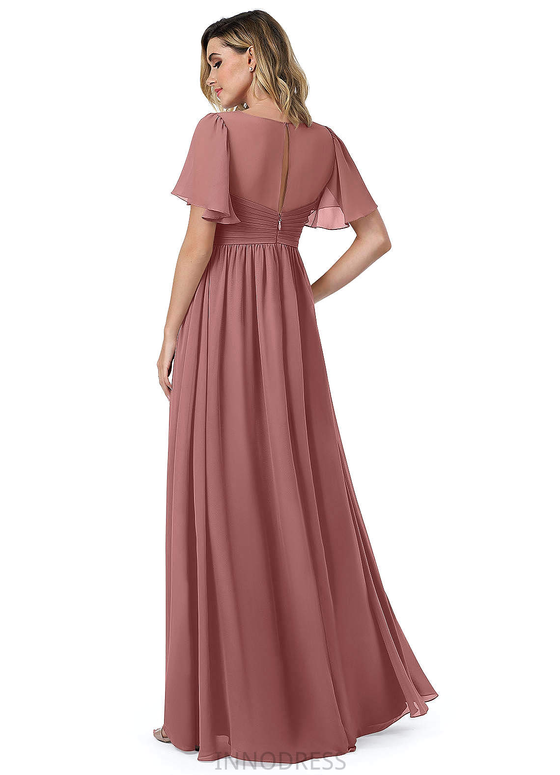 Janiah Sleeveless A-Line/Princess Natural Waist Floor Length V-Neck Bridesmaid Dresses