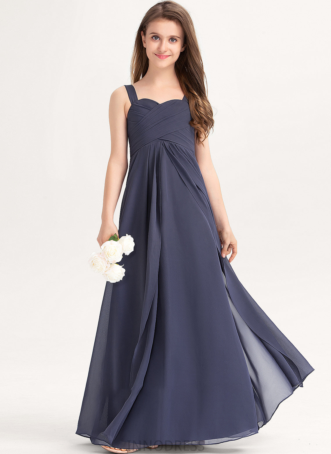 Junior Bridesmaid Dresses Ruffle With Floor-Length Sweetheart Kayla Chiffon A-Line