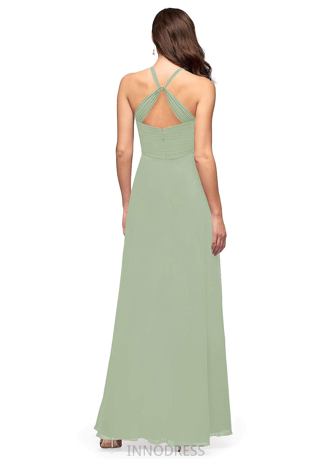 Micaela A-Line/Princess Floor Length Sleeveless Natural Waist Halter Bridesmaid Dresses