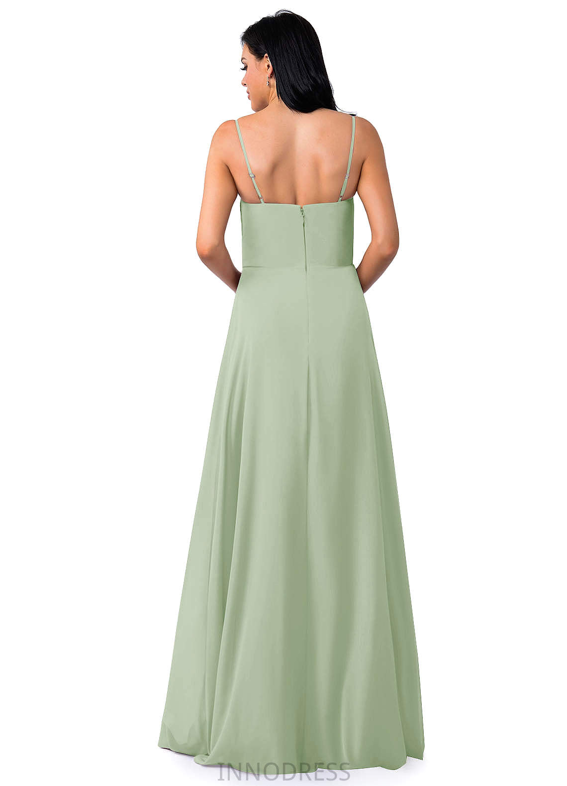 Taliyah Sheath/Column Satin Floor Length Sleeveless Natural Waist V-Neck Bridesmaid Dresses