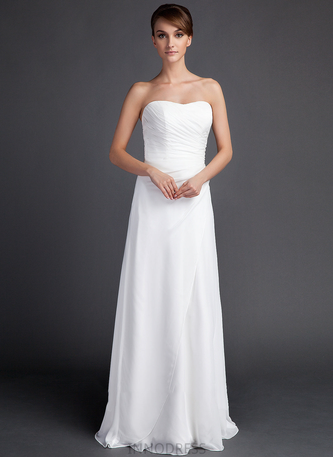 With Sweetheart Sweep Chiffon Dress Harper Wedding Dresses Sheath/Column Ruffle Wedding Train