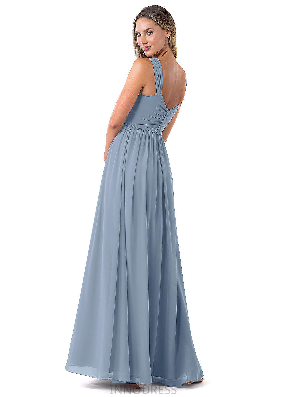 Kiera Short Sleeves V-Neck High Low Natural Waist A-Line/Princess Bridesmaid Dresses