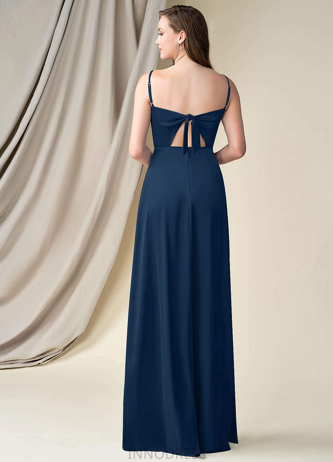 Jamie Floor Length Spaghetti Staps Natural Waist Sleeveless A-Line/Princess Bridesmaid Dresses