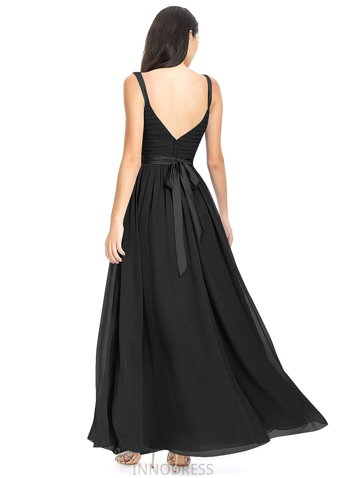 Marie V-Neck Natural Waist Velvet Floor Length A-Line/Princess Sleeveless Bridesmaid Dresses