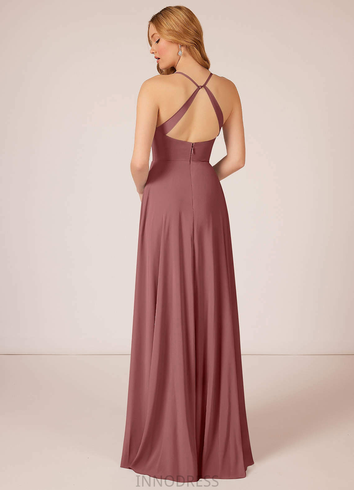 Siena Sleeveless High Low A-Line/Princess Natural Waist V-Neck Bridesmaid Dresses