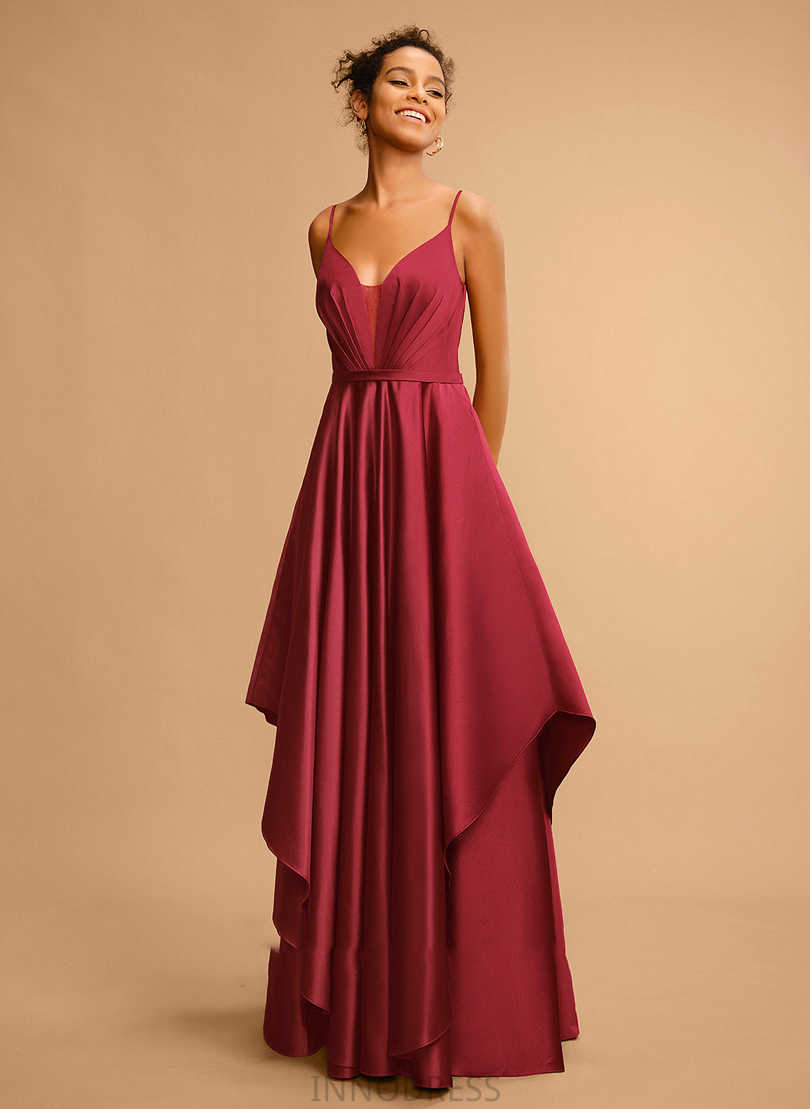 Prom Dresses V-neck Floor-Length Ball-Gown/Princess Emely Satin