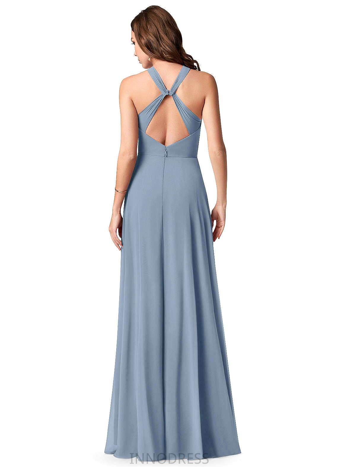 Anabella V-Neck Trumpet/Mermaid Floor Length Spandex Sleeveless Natural Waist Bridesmaid Dresses