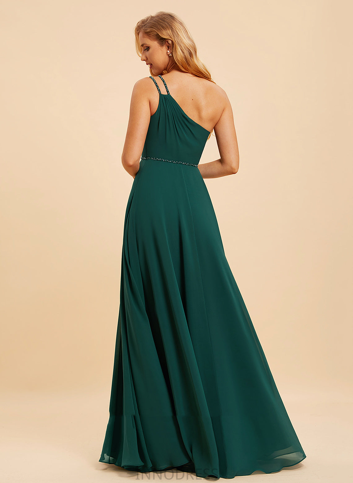 Length Silhouette Floor-Length One-Shoulder Neckline A-Line Sequins Beading Embellishment Fabric Patsy Natural Waist Bridesmaid Dresses