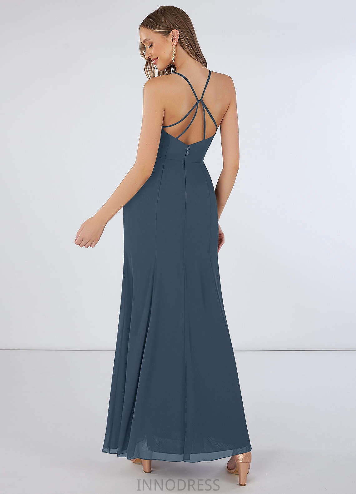 Margery Natural Waist A-Line/Princess Spaghetti Staps Sleeveless Floor Length Bridesmaid Dresses