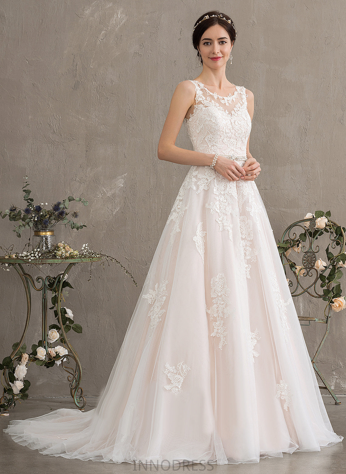 Dress Train Scoop Juliana With Sequins Neck Court Tulle Wedding Dresses Ball-Gown/Princess Wedding Beading Lace