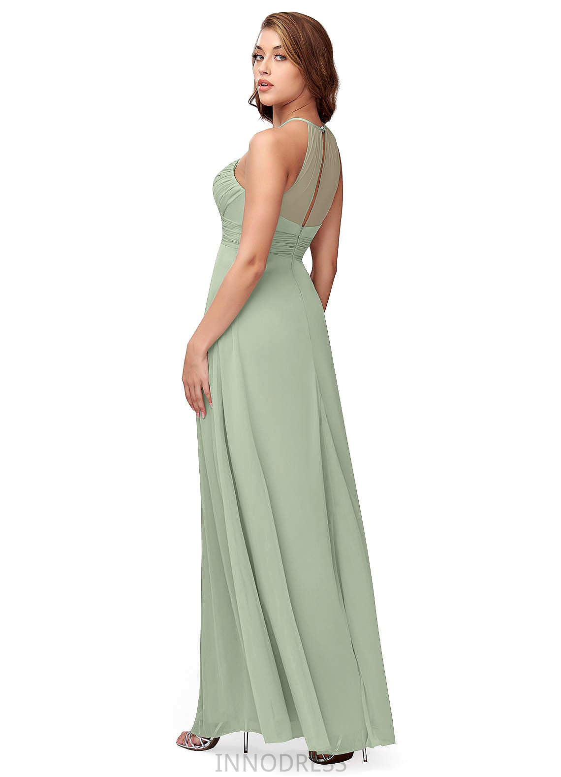 Karissa A-Line/Princess Sleeveless Spaghetti Staps Natural Waist Floor Length Bridesmaid Dresses