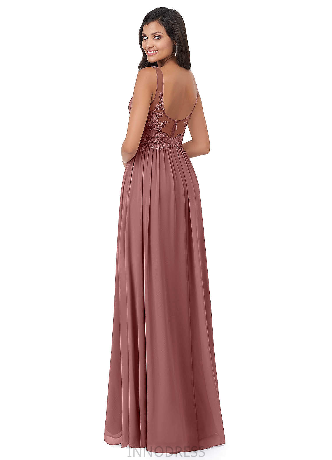 Annabella Natural Waist Sleeveless Spaghetti Staps Floor Length A-Line/Princess Bridesmaid Dresses