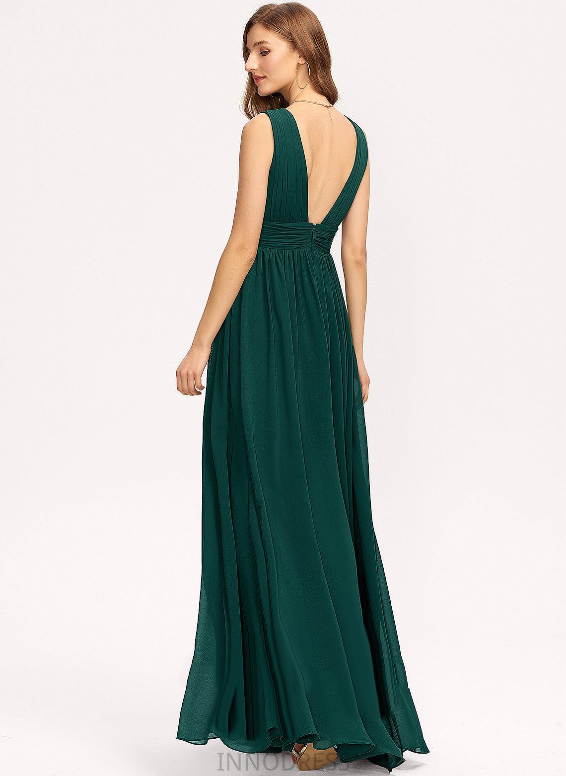 A-Line V-neck Straps&Sleeves Floor-Length Length Neckline Fabric Silhouette Sophia Sleeveless Natural Waist Floor Length Bridesmaid Dresses