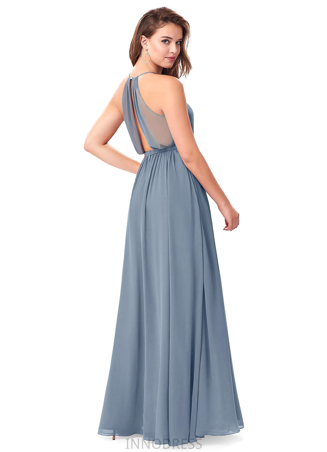 Madalynn Sleeveless Sheath/Column Satin Floor Length Natural Waist Straps Bridesmaid Dresses