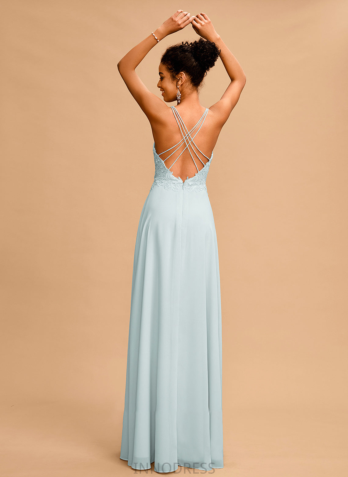 A-Line Prom Dresses Chiffon Sequins V-neck With Mallory Floor-Length