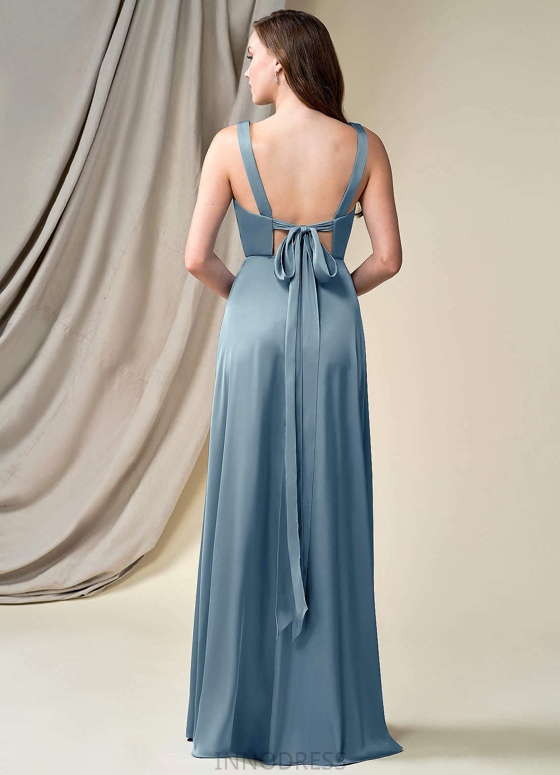 Serenity Halter A-Line/Princess Sleeveless Natural Waist Floor Length Bridesmaid Dresses