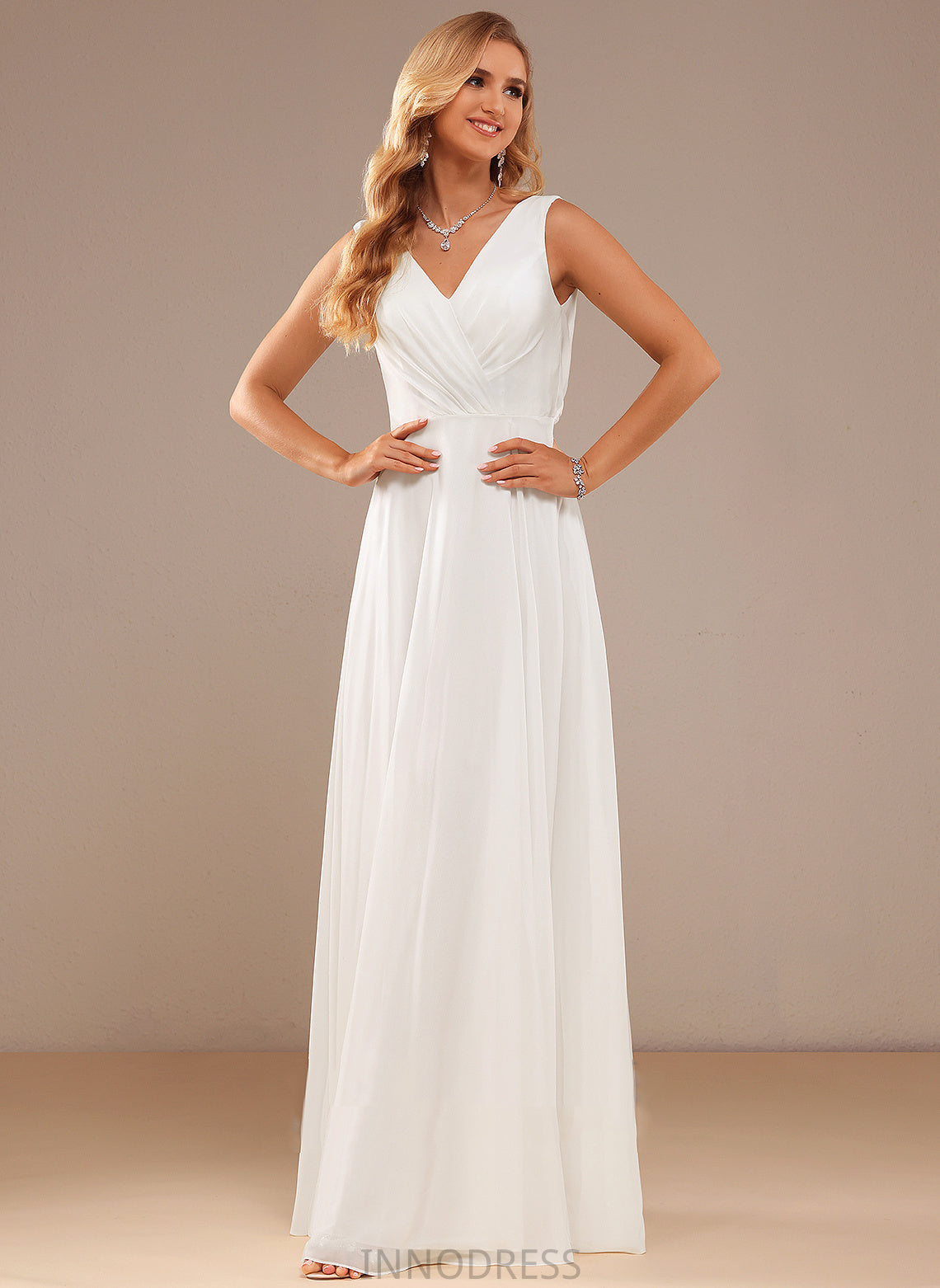 With Floor-Length A-Line Lace Wedding Wedding Dresses Chiffon V-neck Raven Dress