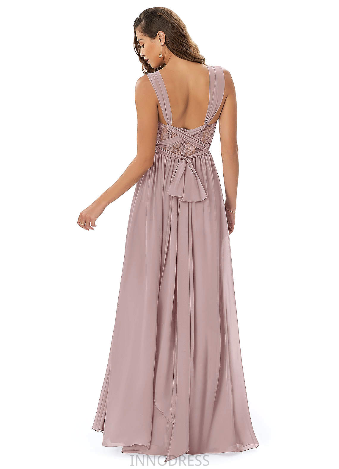 Nora Sleeveless Natural Waist V-Neck Floor Length A-Line/Princess Bridesmaid Dresses