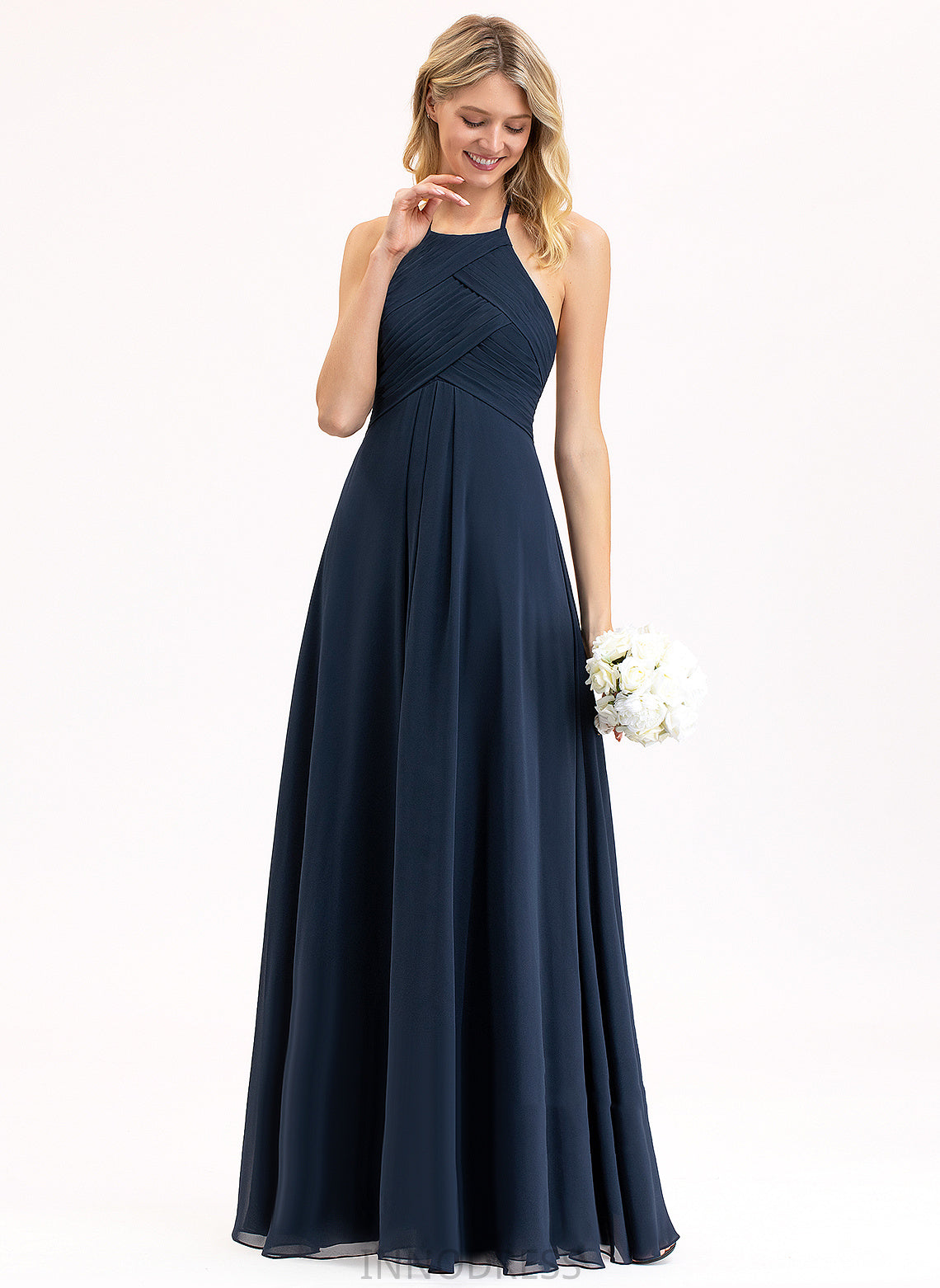 A-Line Neckline Floor-Length Silhouette Length Scoop Pleated Embellishment Fabric Alana Bridesmaid Dresses