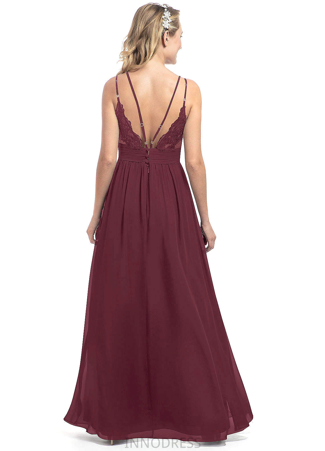 Rihanna Floor Length Sheath/Column Scoop Natural Waist Sleeveless Bridesmaid Dresses