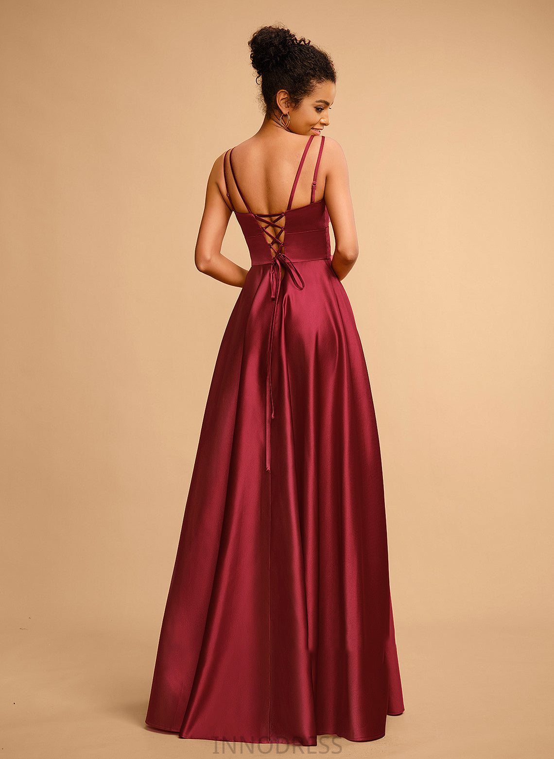 Prom Dresses Square Floor-Length Neckline Satin Paloma A-Line