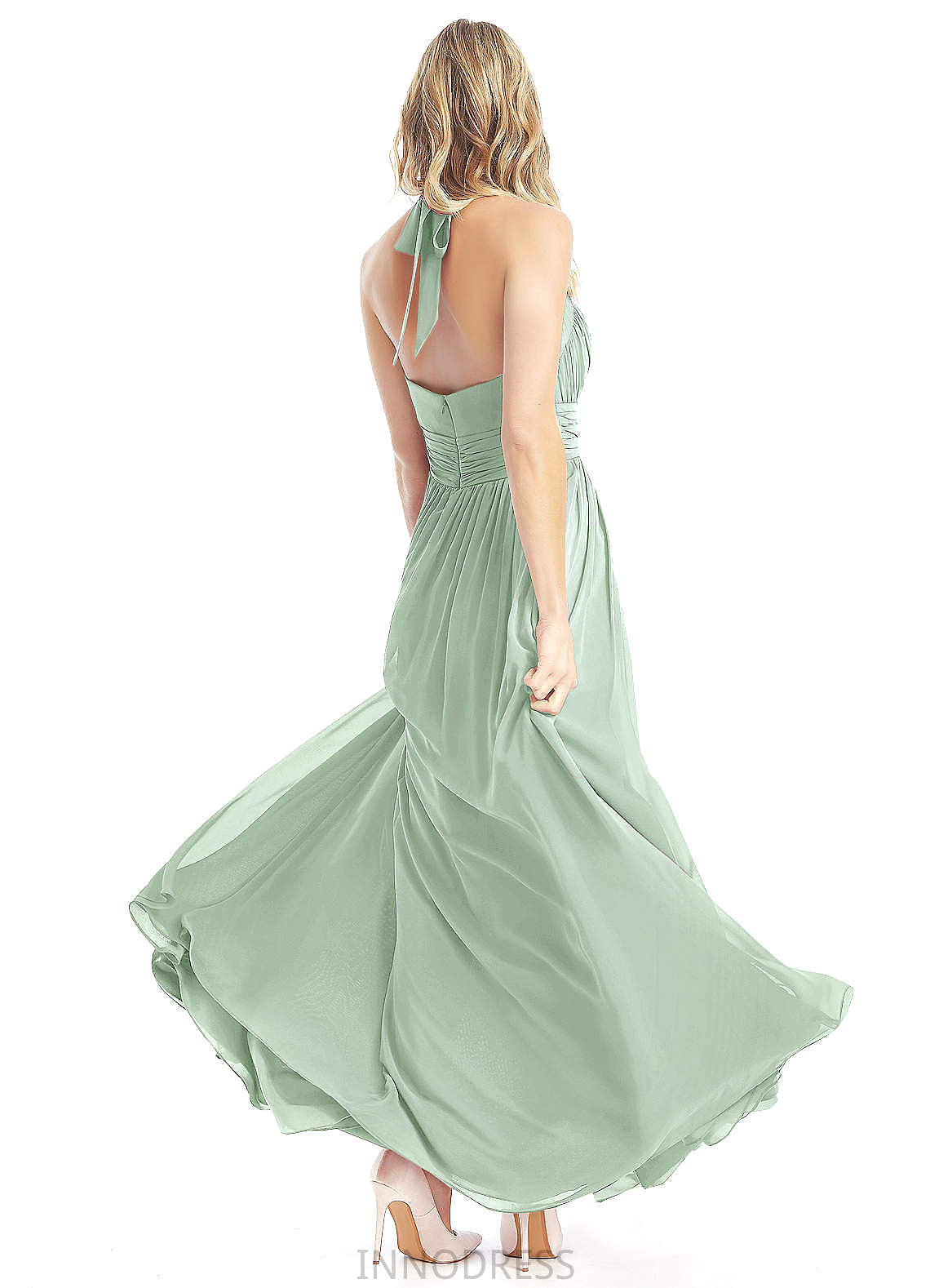 Adriana Spaghetti Staps Natural Waist Sleeveless A-Line/Princess Floor Length Bridesmaid Dresses