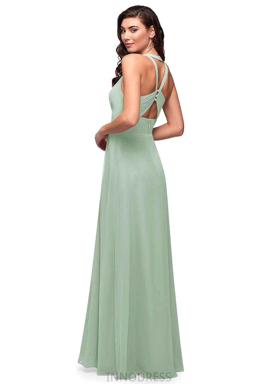 Undine Sleeveless Floor Length V-Neck Natural Waist A-Line/Princess Bridesmaid Dresses