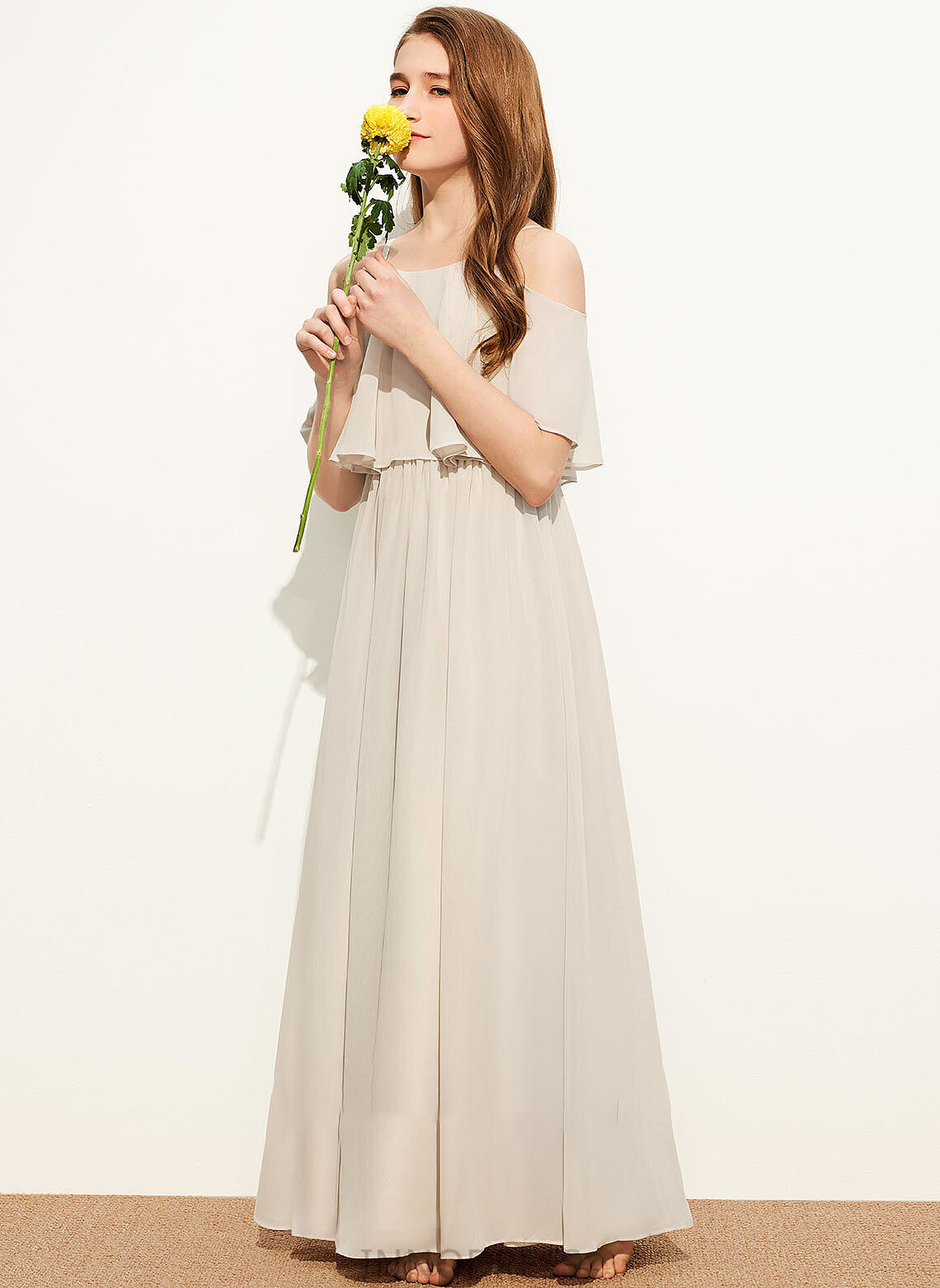 Neck Emilee Scoop Floor-Length Junior Bridesmaid Dresses Chiffon A-Line