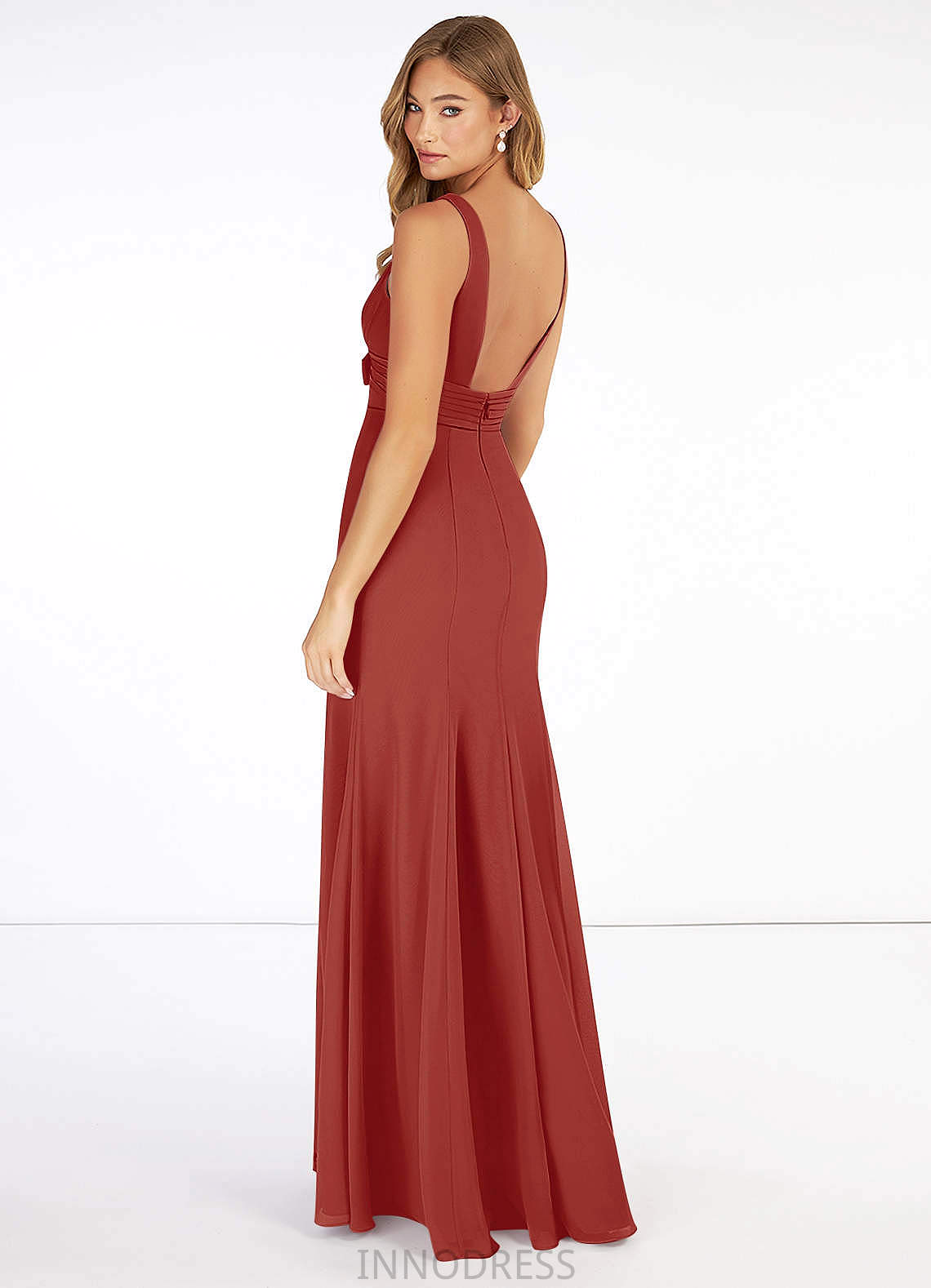 Suzanne Floor Length Velvet One Shoulder Trumpet/Mermaid Sleeveless Natural Waist Bridesmaid Dresses