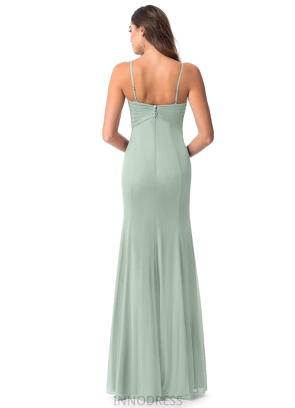 Rayna V-Neck Floor Length Sleeveless Natural Waist Spaghetti Staps A-Line/Princess Bridesmaid Dresses