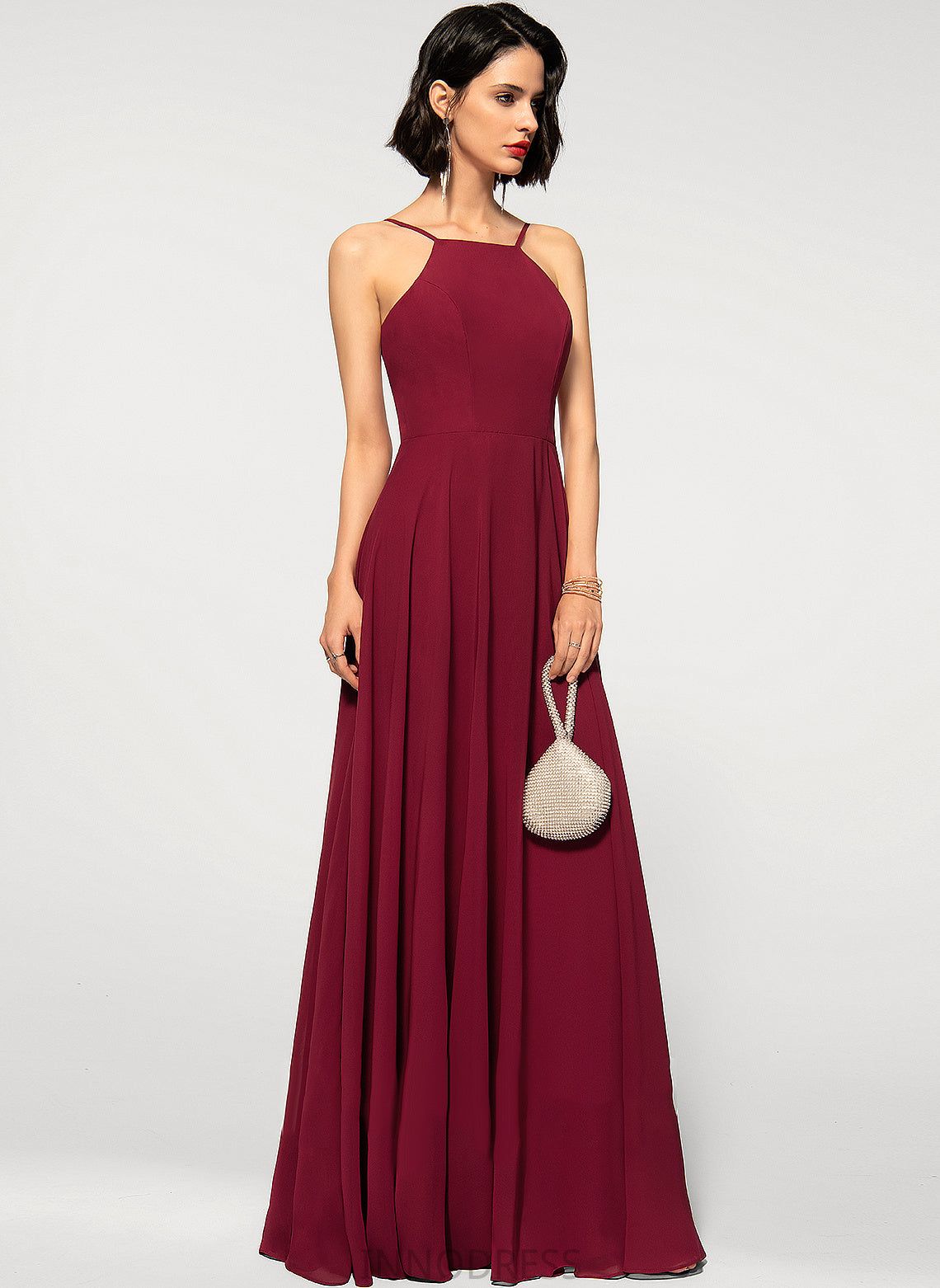 Fabric A-Line Neckline Scoop Straps&Sleeves Length Floor-Length Square Silhouette Kaylin Sleeveless V-Neck Bridesmaid Dresses